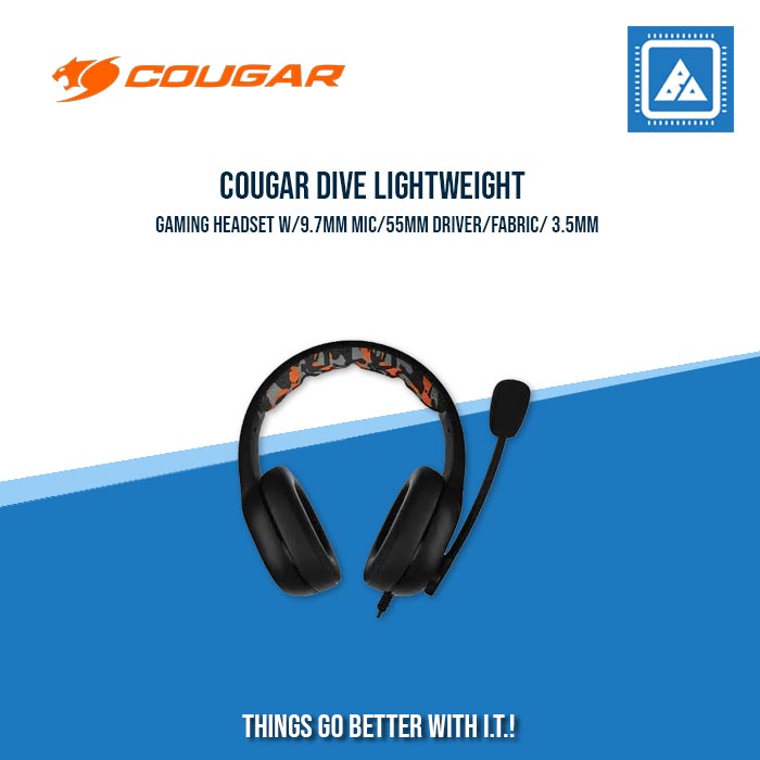 COUGAR DIVE LIGHTWEIGHT GAMING HEADSET W/9.7MM MIC/55MM DRIVER/FABRIC/ 3.5MM COUGAR DIVE LIGHTWEIGHT GAMING HEADSET W/9.7MM MIC/55MM DRIVER/FABRIC/ 3.5MM